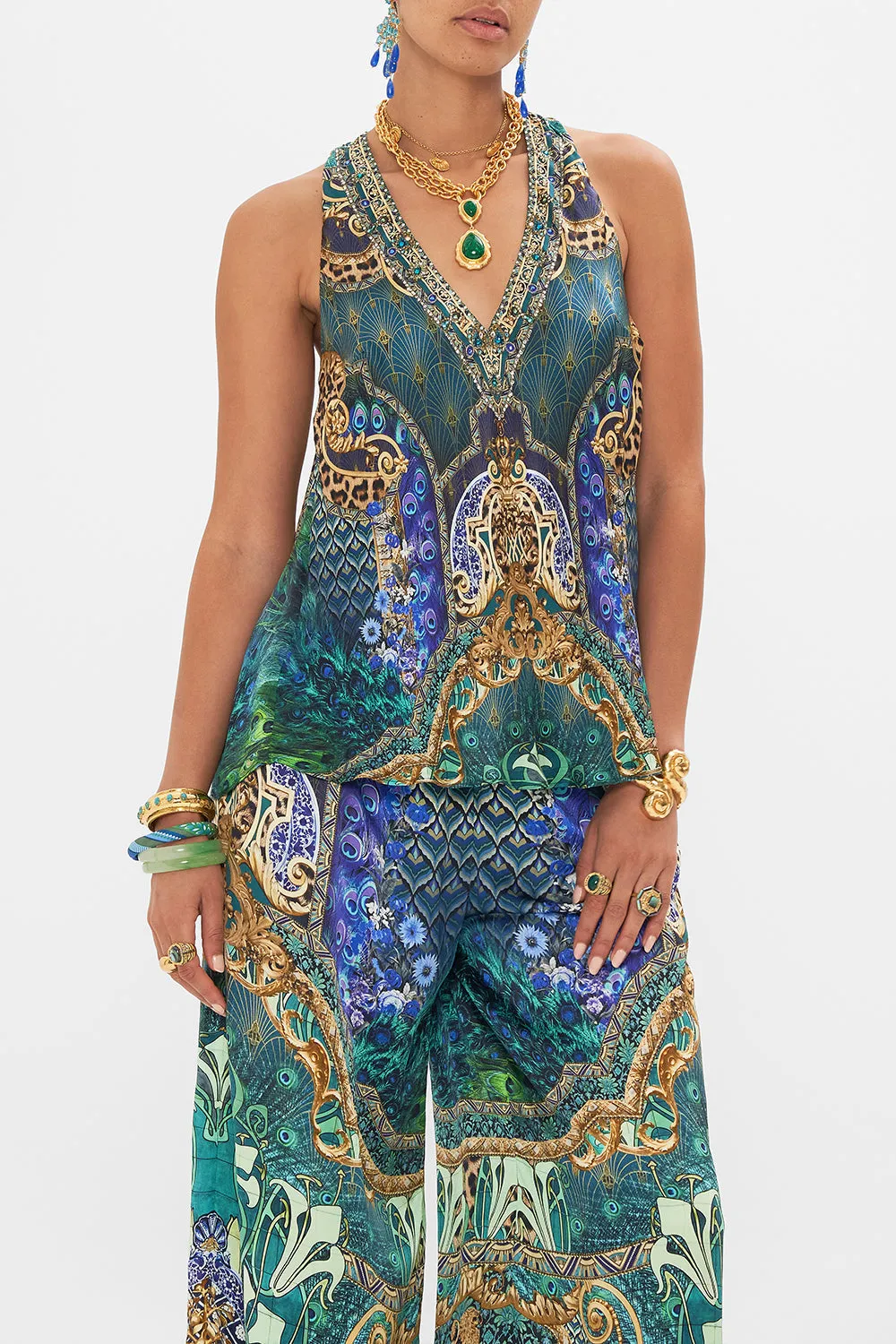 V NECK TOP WITH KNOT BACK FAN DANCE sold by Camilla product image thumbnail 5