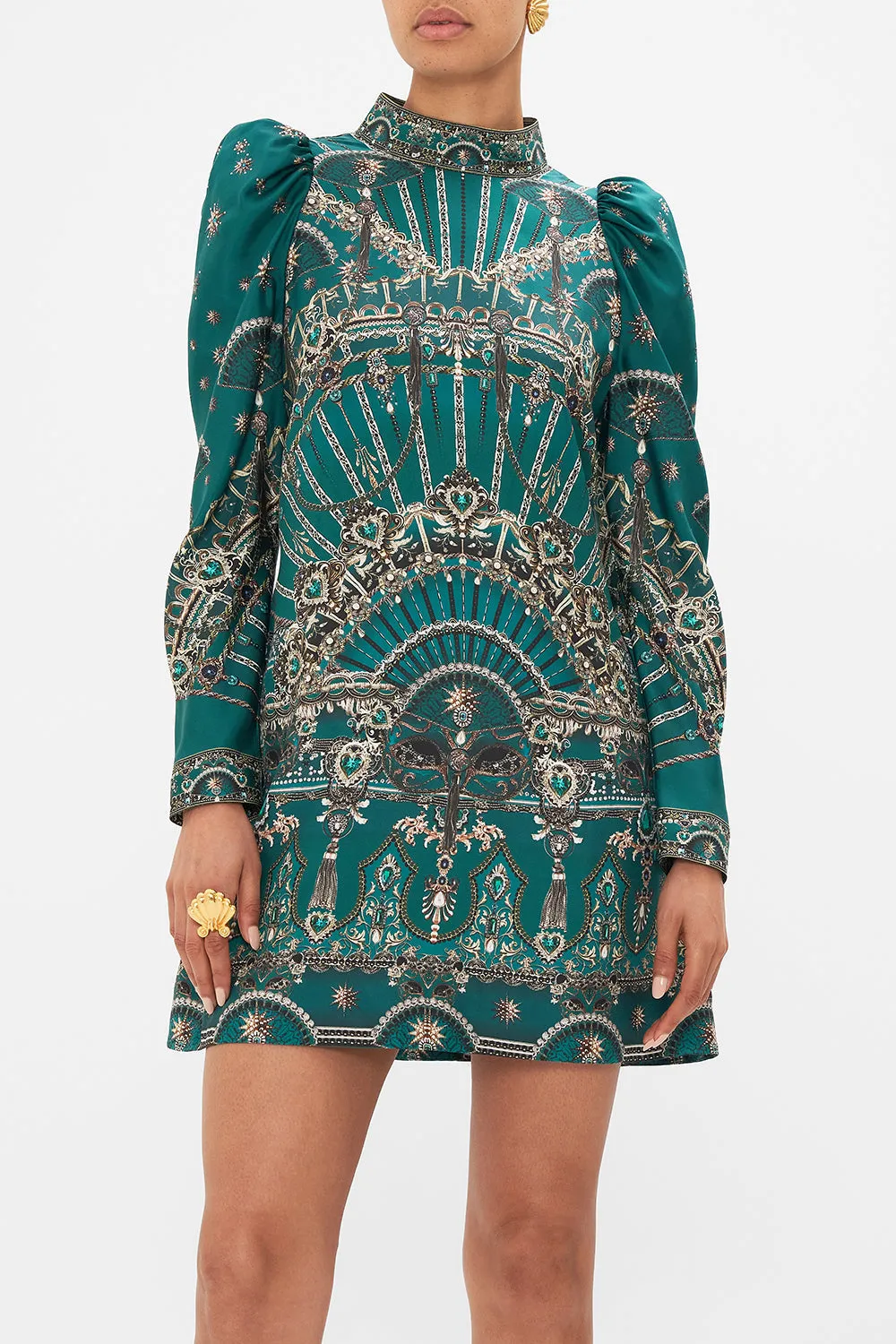 PUFF SLEEVE HIGH NECK MINI DRESS A VENICE VEIL sold by Camilla product image thumbnail 5