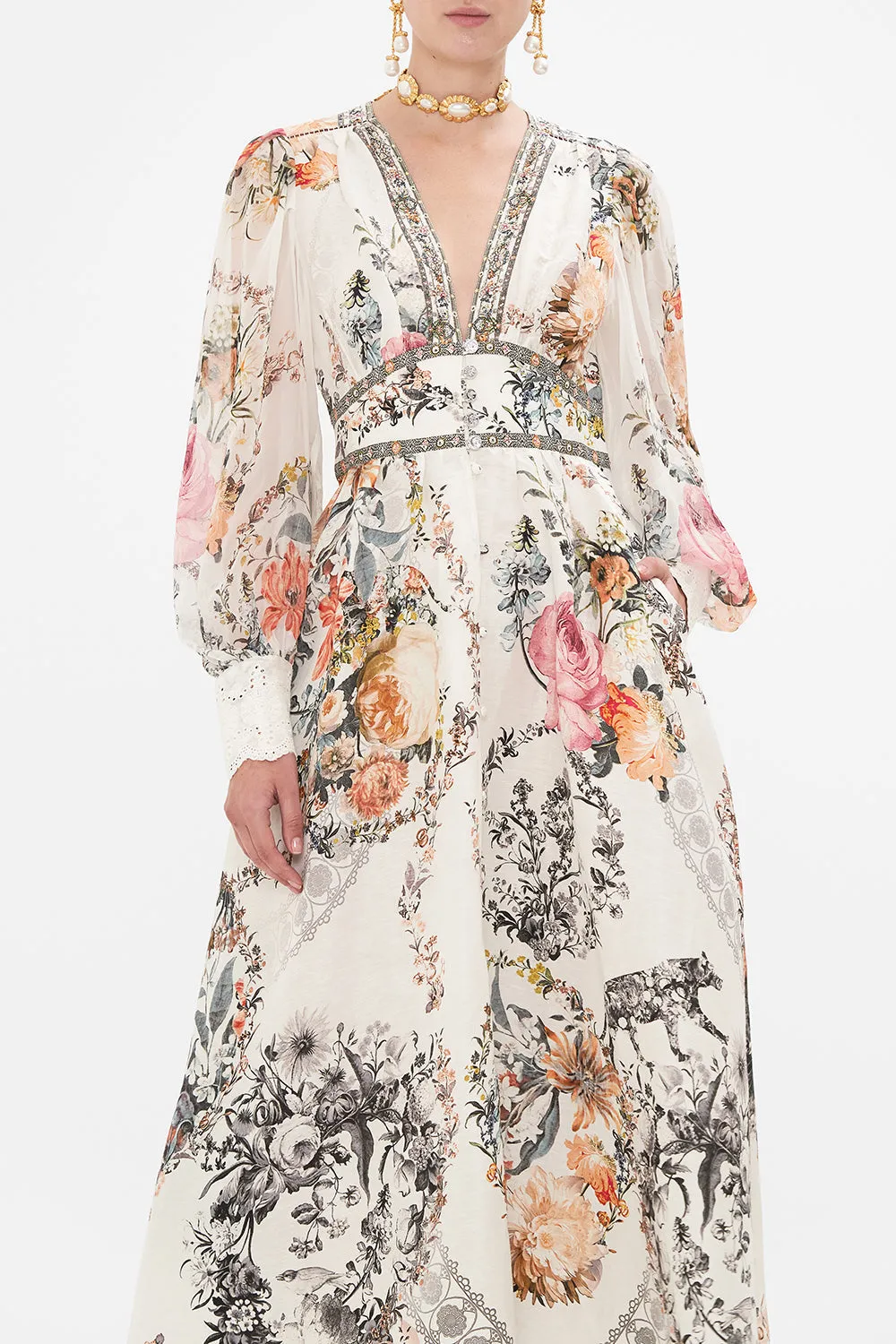 SHAPED WAISTBAND DRESS WITH GATHERED SLEEVES DE HAAR MEMOIRS sold by Camilla product image thumbnail 5