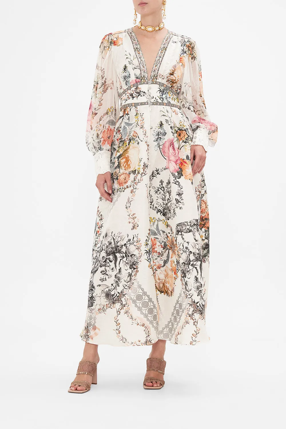 SHAPED WAISTBAND DRESS WITH GATHERED SLEEVES DE HAAR MEMOIRS sold by Camilla