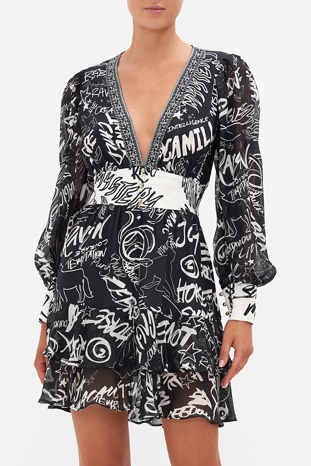 BUTTON FRONT FRILL DRESS SPIRIT SCRIBBLE sold by Camilla product image thumbnail 5