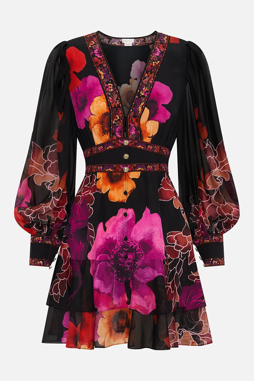 BUTTON FRONT FRILL DRESS MIDNIGHT POPPY sold by Camilla product image thumbnail 3