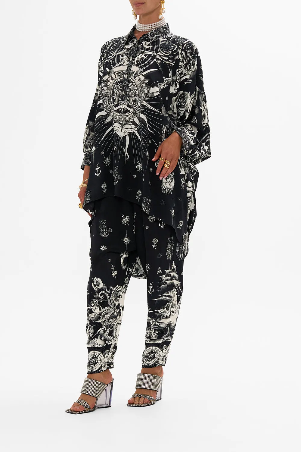 BUTTON UP TOP WITH DRAPED BACK TALES OF TATTOO sold by Camilla product image thumbnail 4