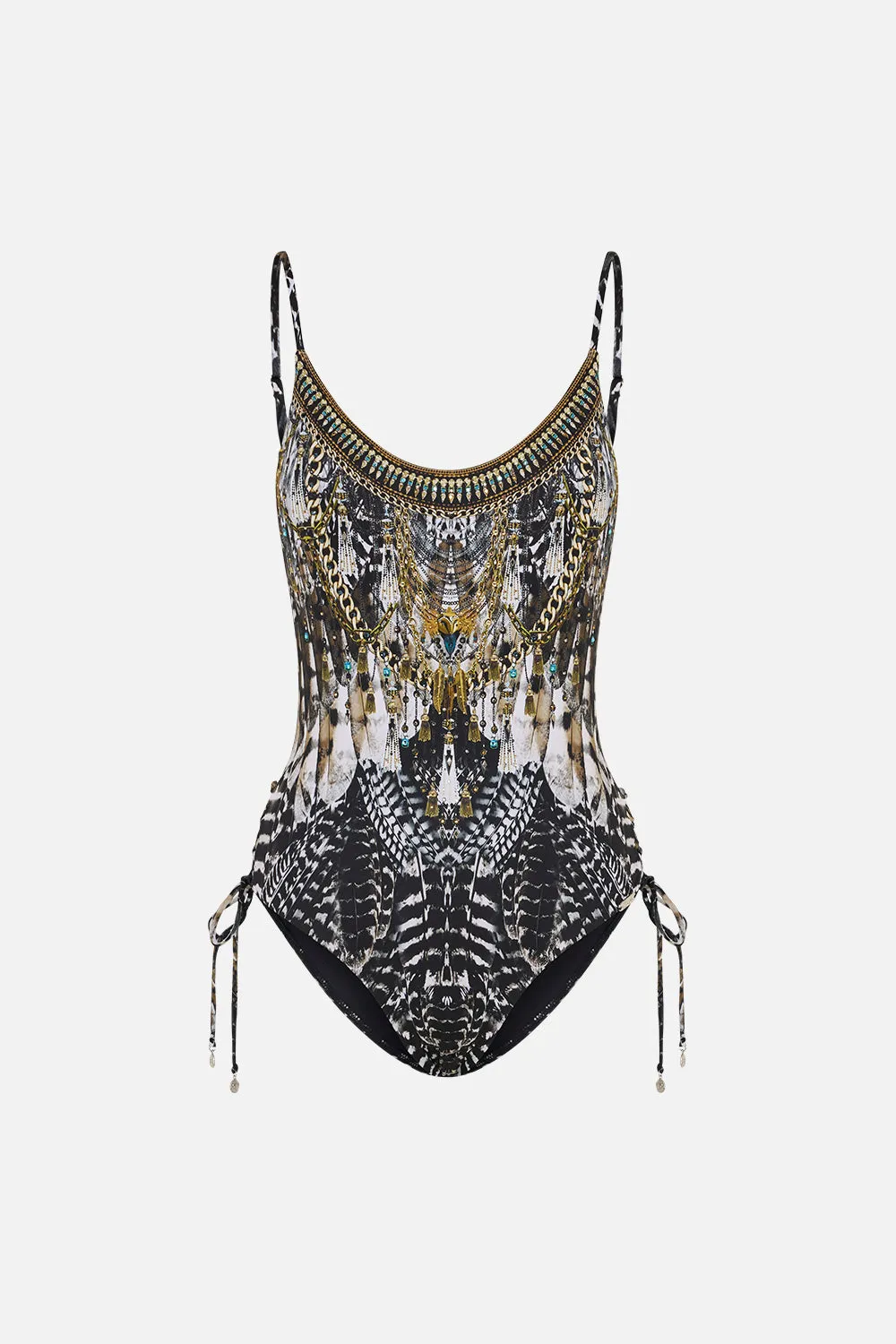 SCOOP NECK LACE UP SIDE ONE PIECE NIGHT OWL sold by Camilla product image thumbnail 3