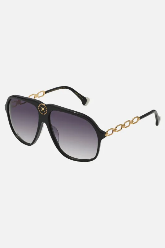 THE HEIRESS SUNGLASSES SOLID BLACK sold by Camilla