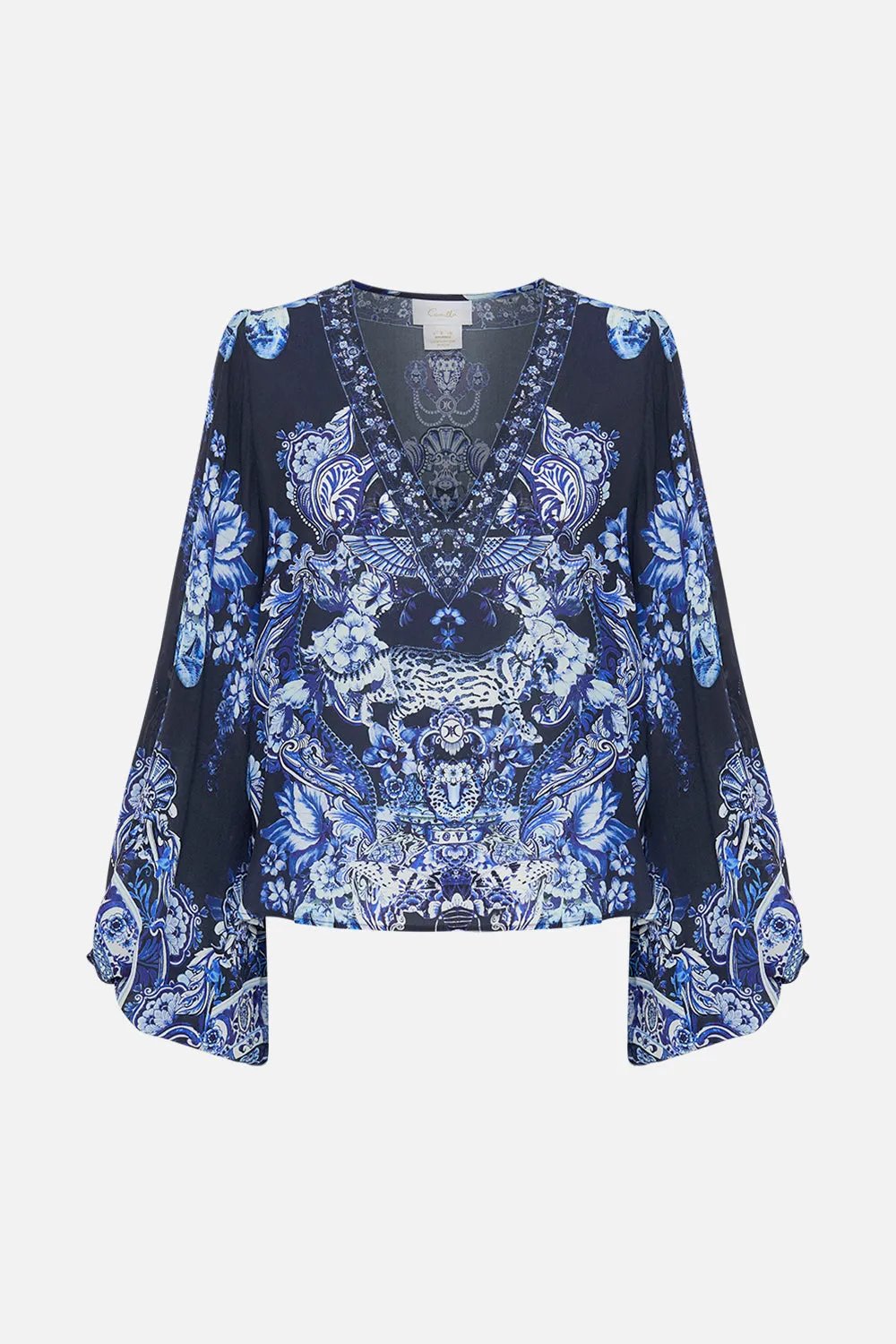 V-NECK BLOUSON SLEEVE BLOUSE DELFT DYNASTY sold by Camilla product image thumbnail 3