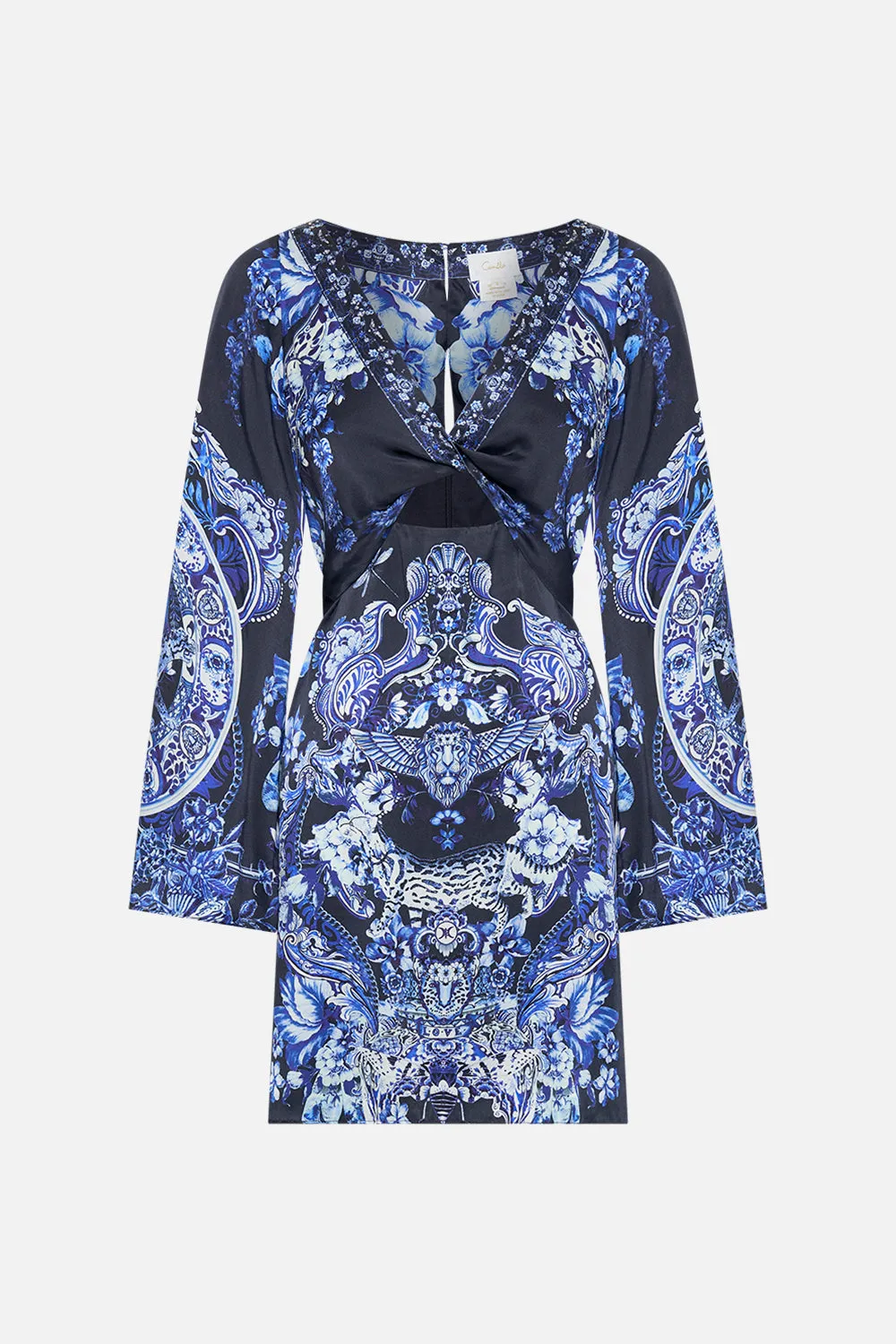 LONG SLEEVE TWIST FRONT SHORT DRESS DELFT DYNASTY sold by Camilla product image thumbnail 3