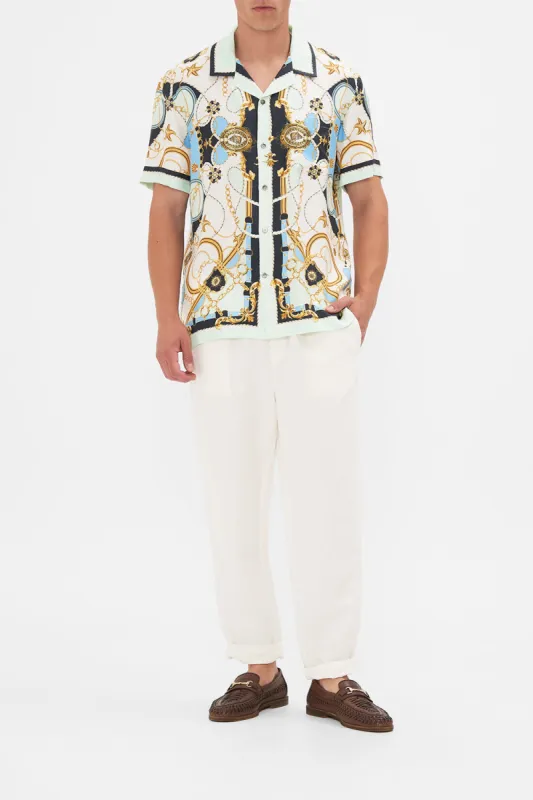 SHORT SLEEVE CAMP COLLARED SHIRT SEA CHARM sold by Camilla