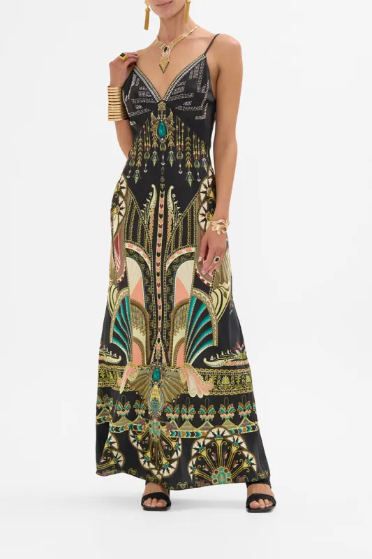 V NECK FULL LENGTH BIAS SLIP DRESS THEY CALLED HER NEFERTARI made by Camilla