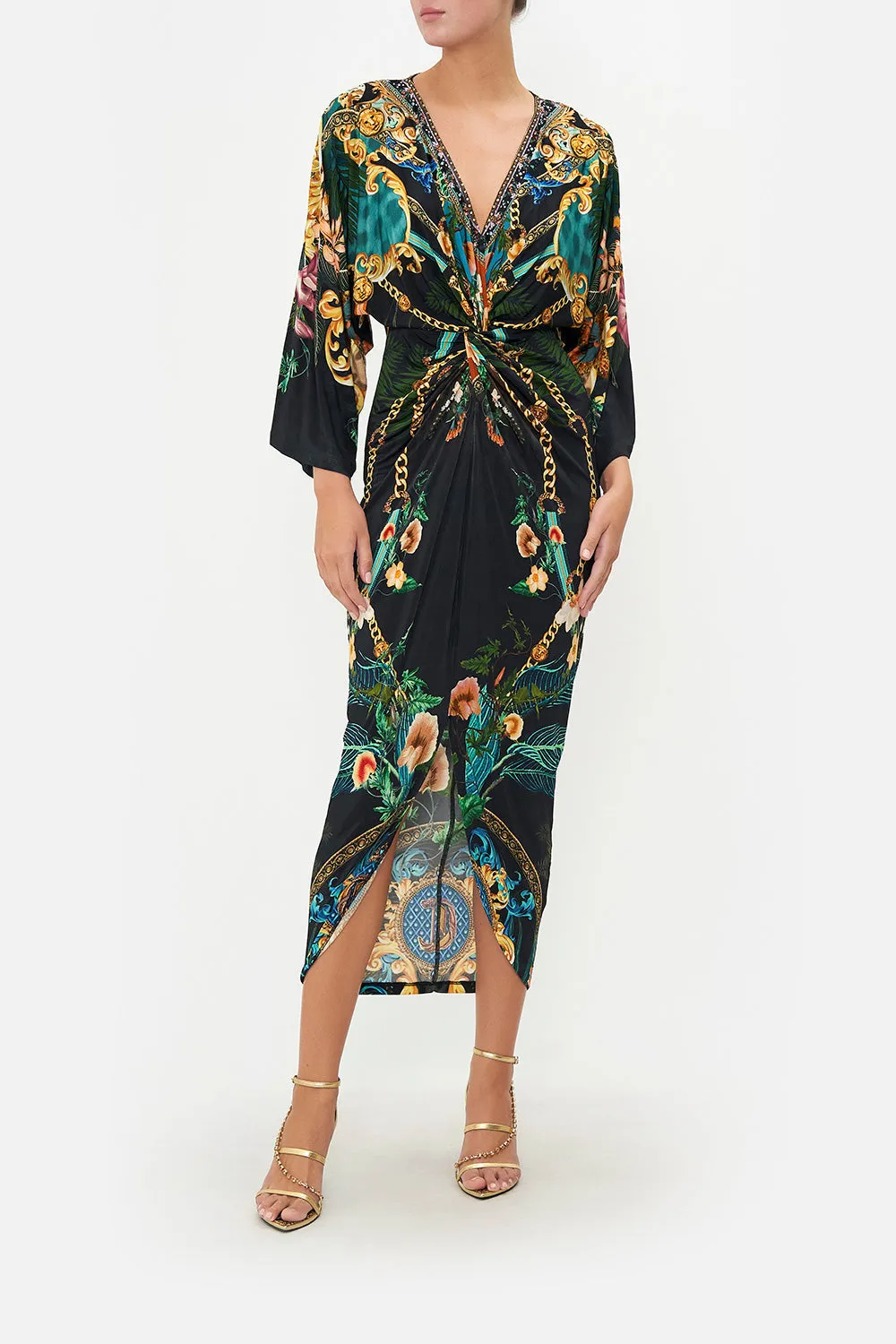 LONG SPLIT FRONT TWIST DRESS FEARLESS FELIS sold by Camilla