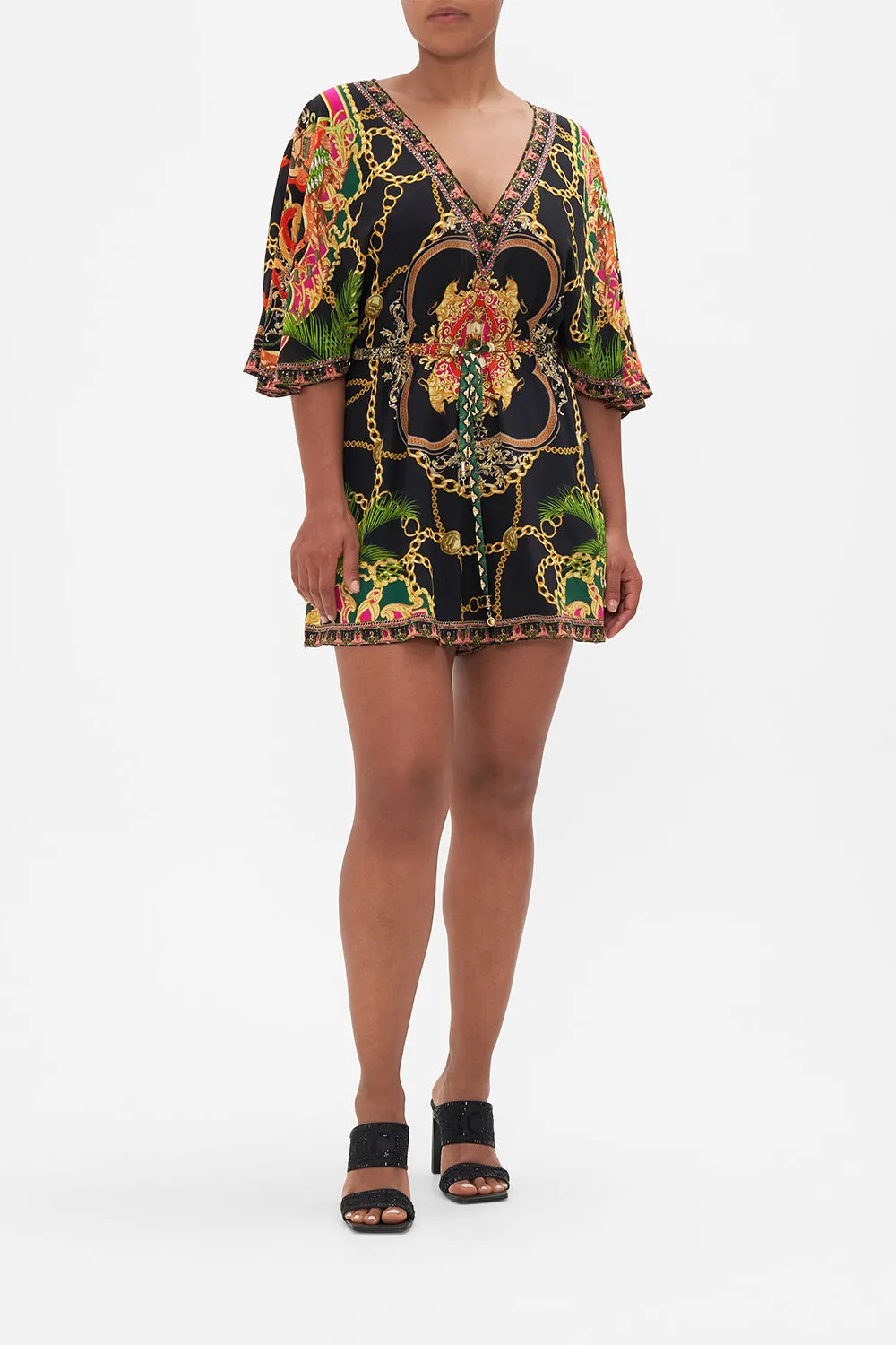 FLUTTER SLEEVE GATHERED WAIST PLAYSUIT JEALOUSY AND JEWELS sold by Camilla