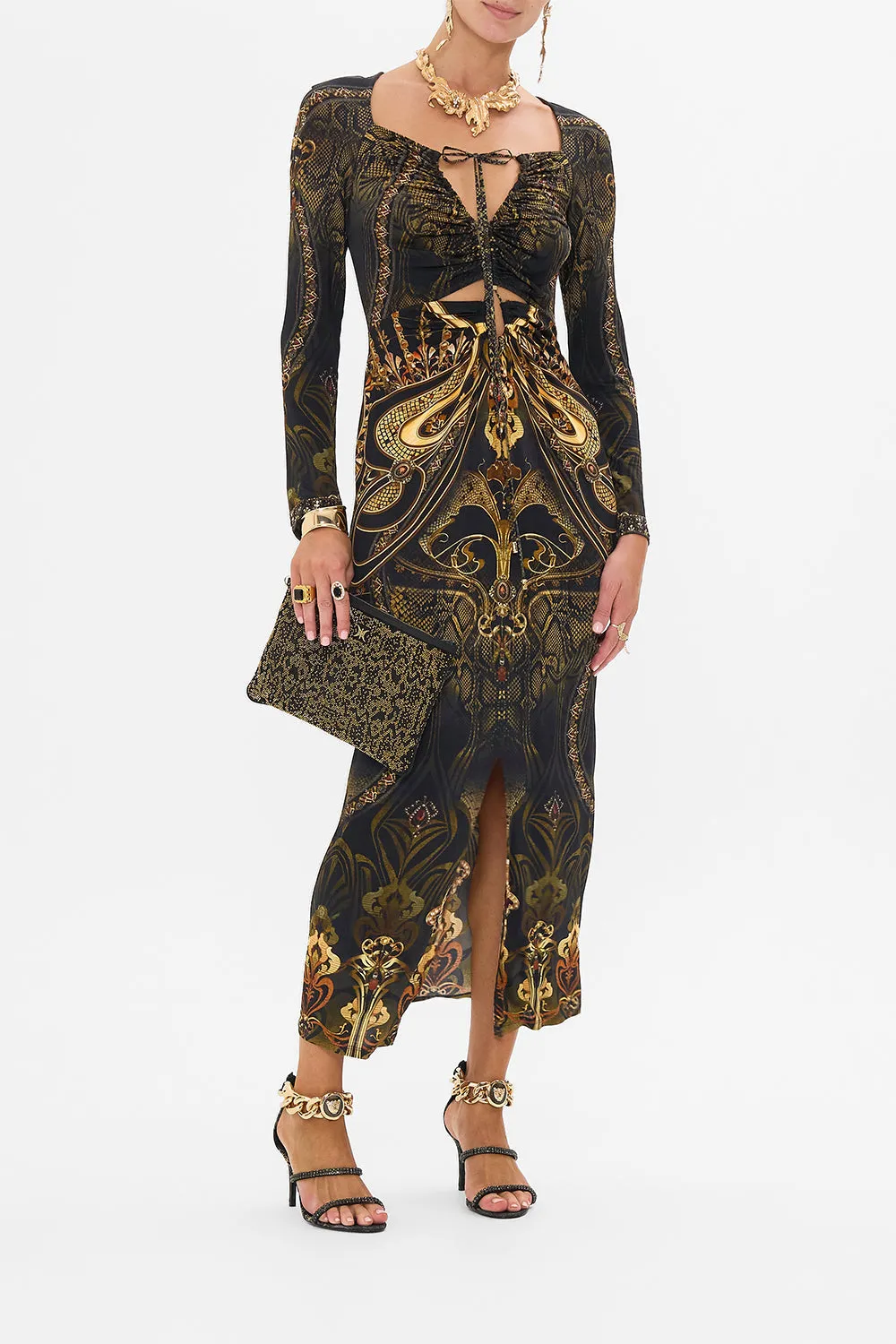 GATHERED CUT OUT JERSEY DRESS NOUVEAU NOIR sold by Camilla