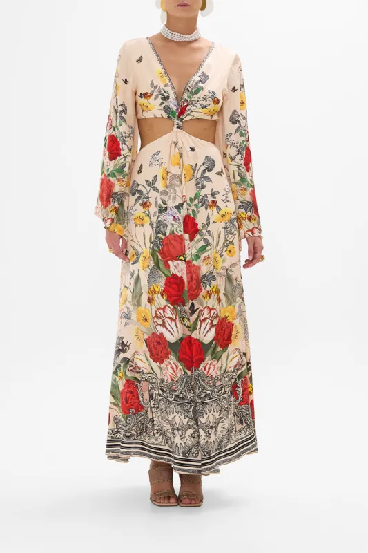 CUT OUT DRESS WITH KNOT FRONT ETCHED INTO ETERNITY sold by Camilla