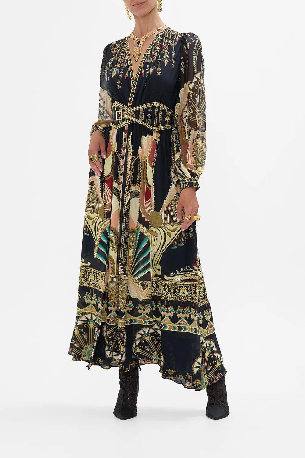 PEAKED WAISTBAND LONG DRESS THEY CALLED HER NEFERTARI sold by Camilla