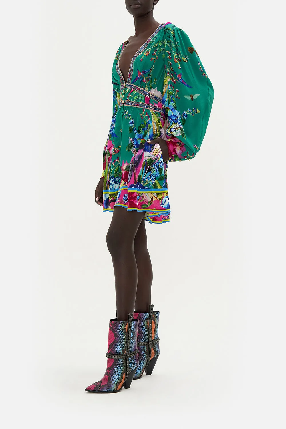 DROP SLEEVE DRESS WITH WAISTBAND RUN FROM PARADISE sold by Camilla product image thumbnail 4