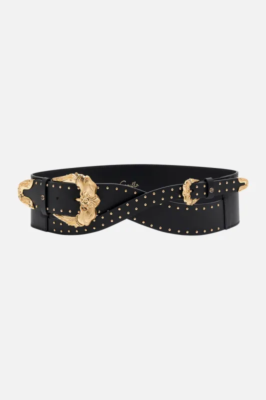 STUDDED BUCKLE BELT SOLID BLACK sold by Camilla