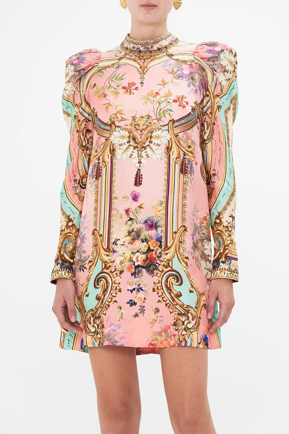 PUFF SLEEVE HIGH NECK MINI DRESS LETTERS FROM THE PINK ROOM sold by Camilla product image thumbnail 5