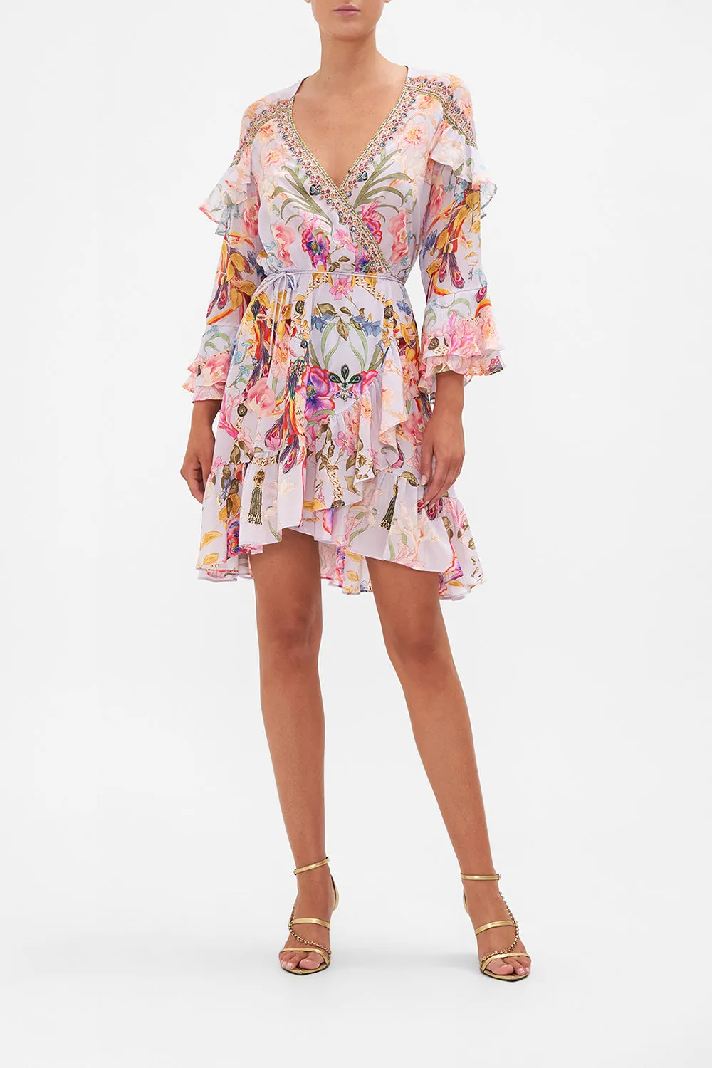 SHORT WRAP DRESS WITH RUFFLES NATURES KALEIDOSCOPE sold by Camilla