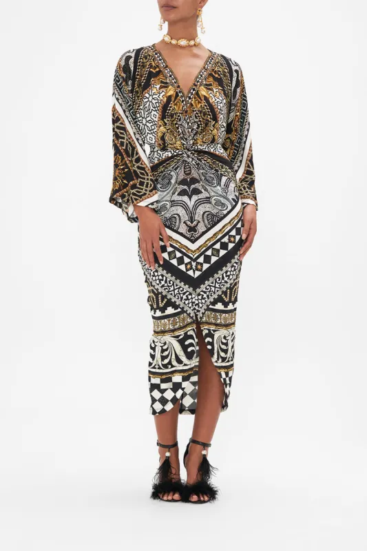 LONG SPLIT FRONT TWIST DRESS LOOK UP TESORO sold by Camilla