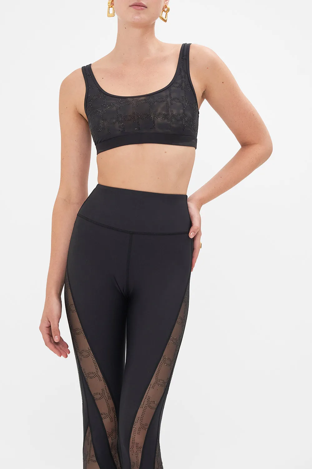 MESH ROUND NECK CROP SOLID BLACK sold by Camilla product image thumbnail 5