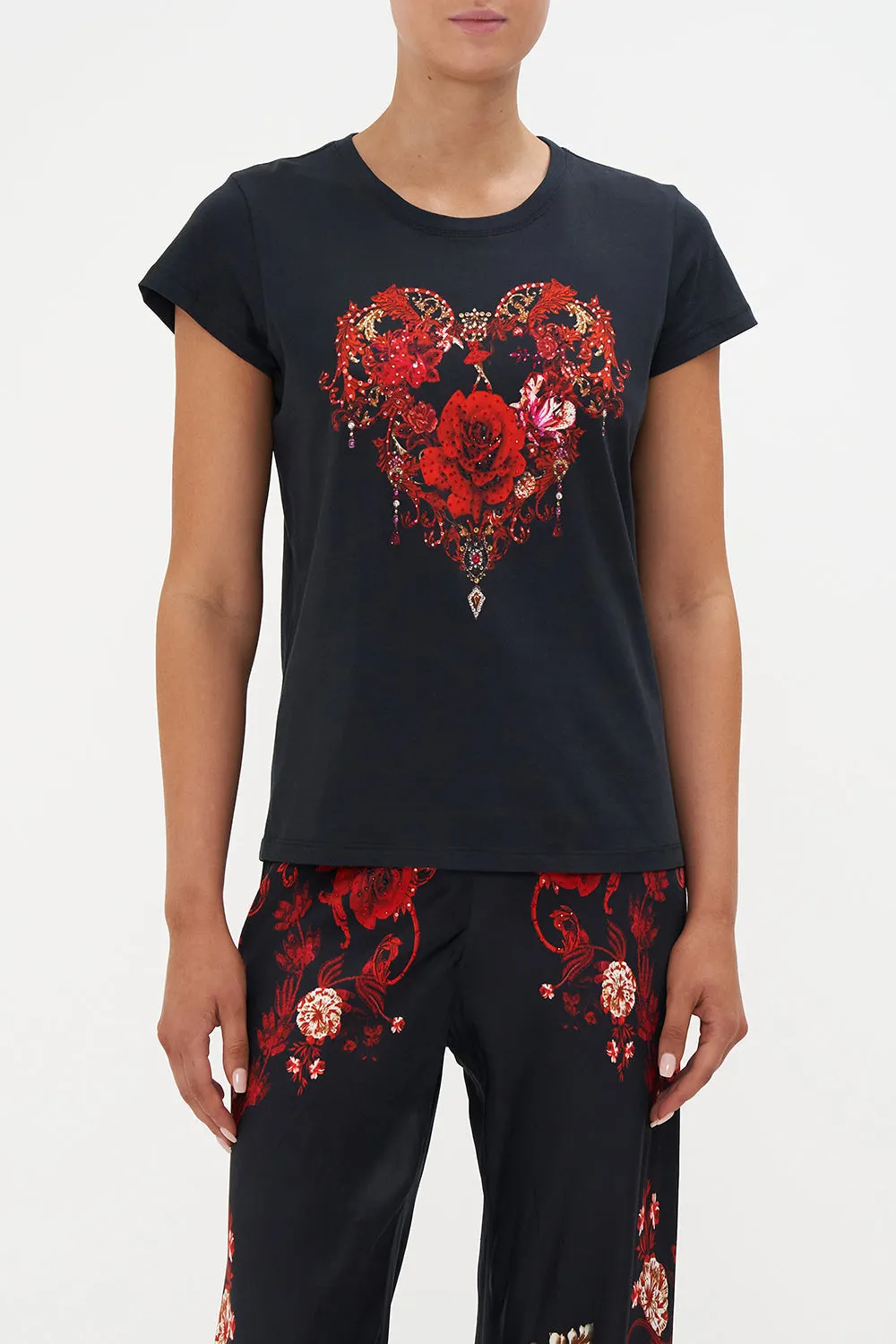 SLIM FIT ROUND NECK T-SHIRT SISTERHOOD OF THE ROSE sold by Camilla product image thumbnail 5