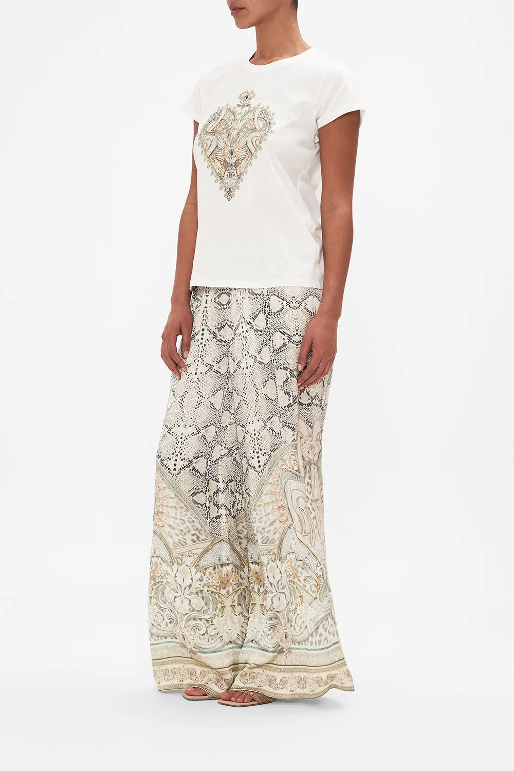 SLIM FIT ROUND NECK T-SHIRT - WHITE LOOKING GLASS HOUSES sold by Camilla product image thumbnail 4