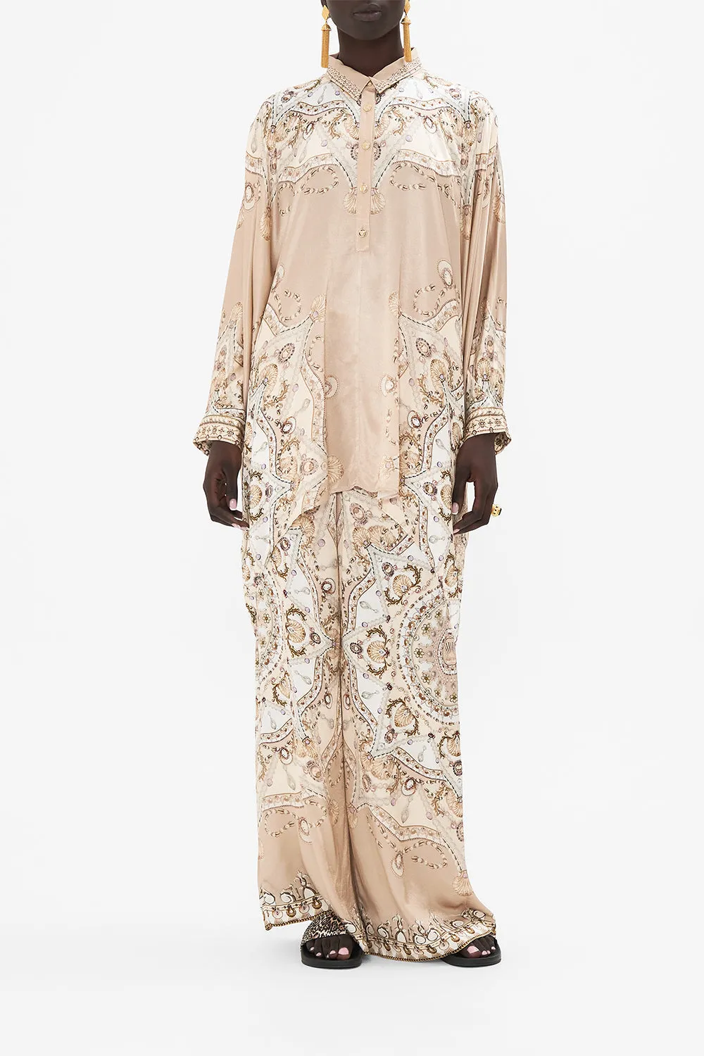 BUTTON UP TOP WITH DRAPED BACK GROTTO GODDESS sold by Camilla