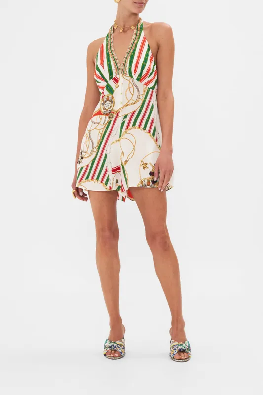 BUTTON FRONT HALTER PLAYSUIT SALUTI SUMMERTIME made by Camilla