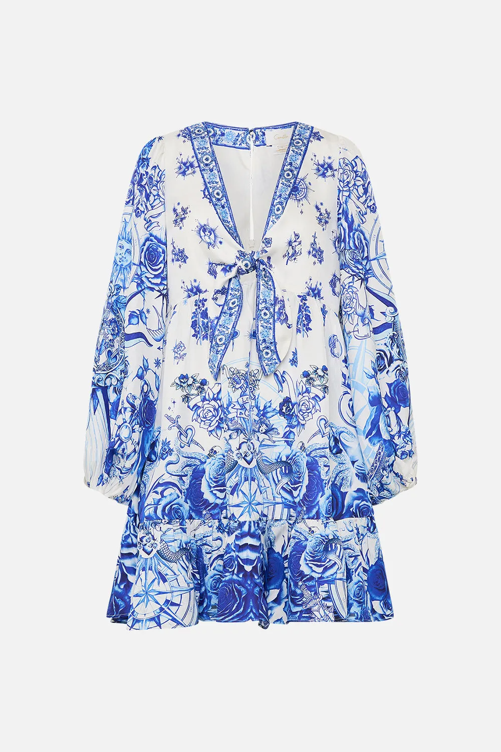 SHORT TIE FRONT BLOUSON DRESS IMMORTAL INK sold by Camilla product image thumbnail 3