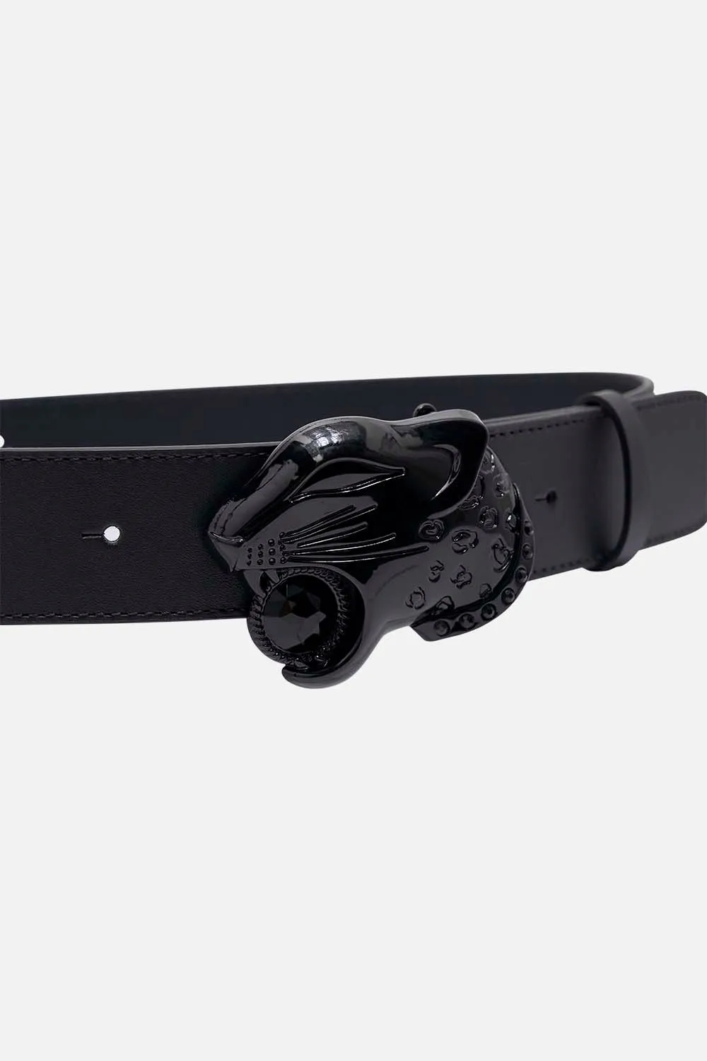 LEOPARD HEAD BUCKLE BELT SOLID BLACK sold by Camilla product image thumbnail 2