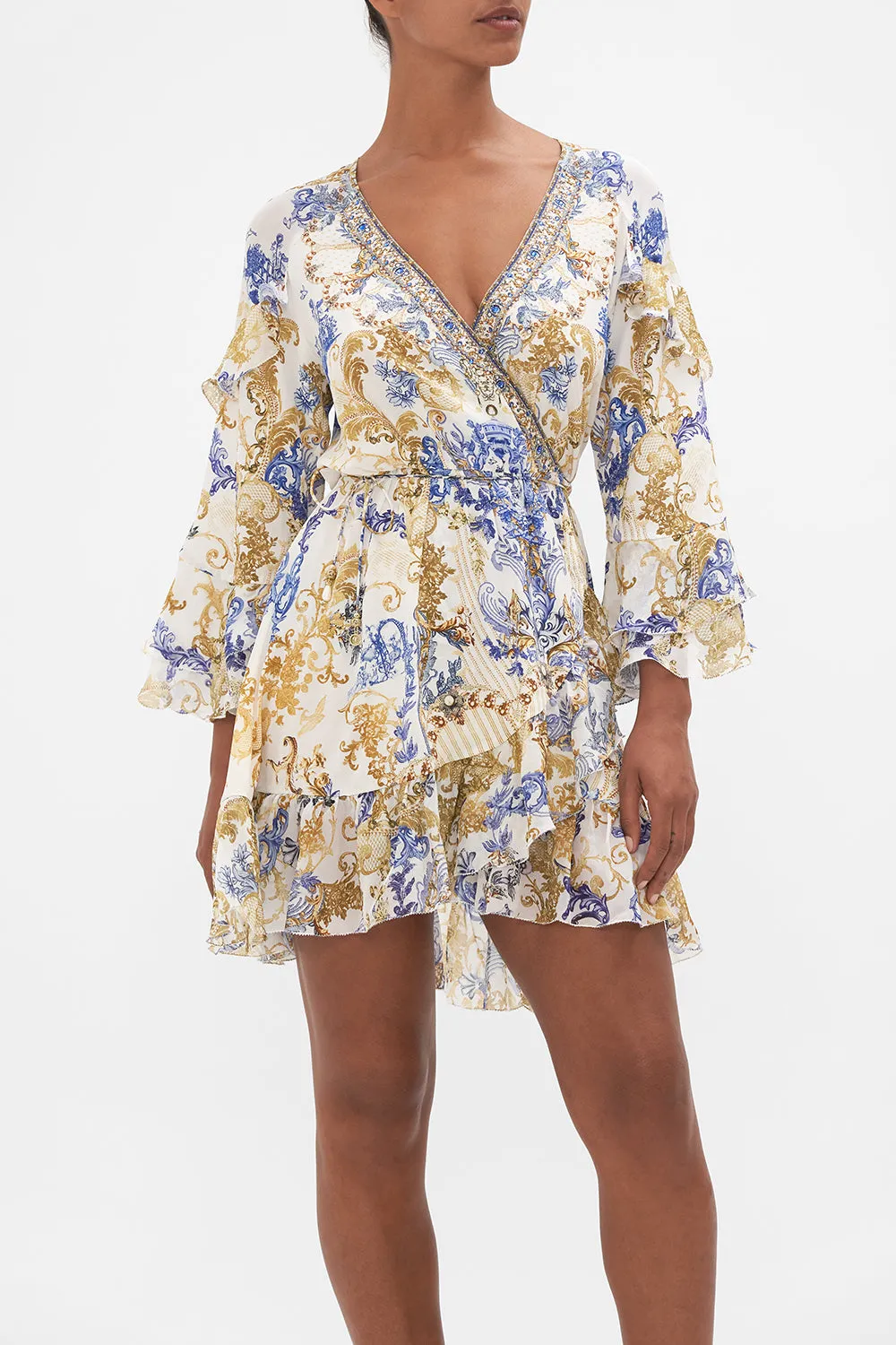 SHORT WRAP DRESS WITH RUFFLES SOUL SEARCHING sold by Camilla product image thumbnail 4