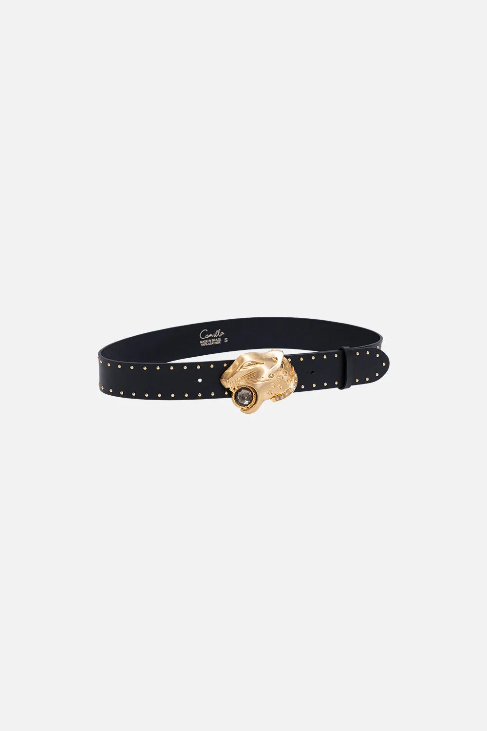 LEOPARD HEAD BUCKLE BELT SOLID BLACK sold by Camilla product image thumbnail 2