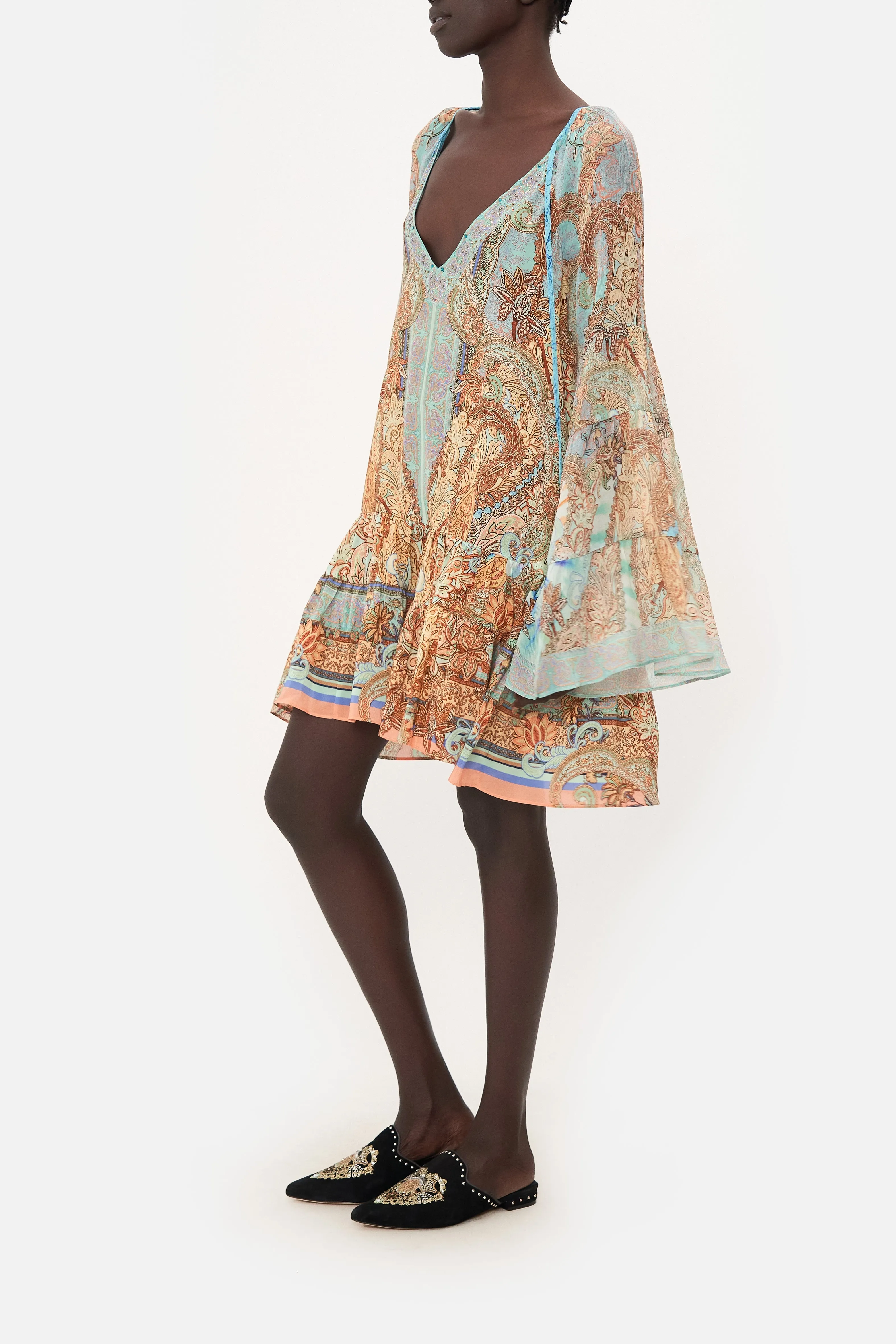 A-LINE GATHERED PANEL DRESS MAKE LOVE NOT WAR sold by Camilla product image thumbnail 4