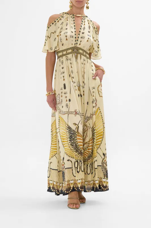 NECK PIECE SHIRRED WAIST LONG DRESS GATEWAY TO THE AFTERLIFE sold by Camilla