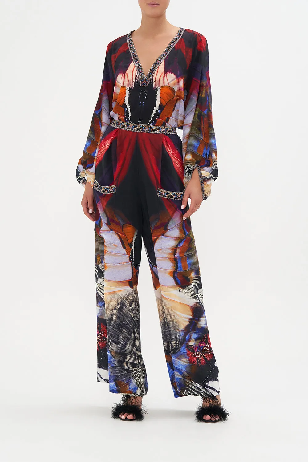 WIDE LEG TROUSER WITH FRONT POCKETS WINGS OF MARIPOSA sold by Camilla