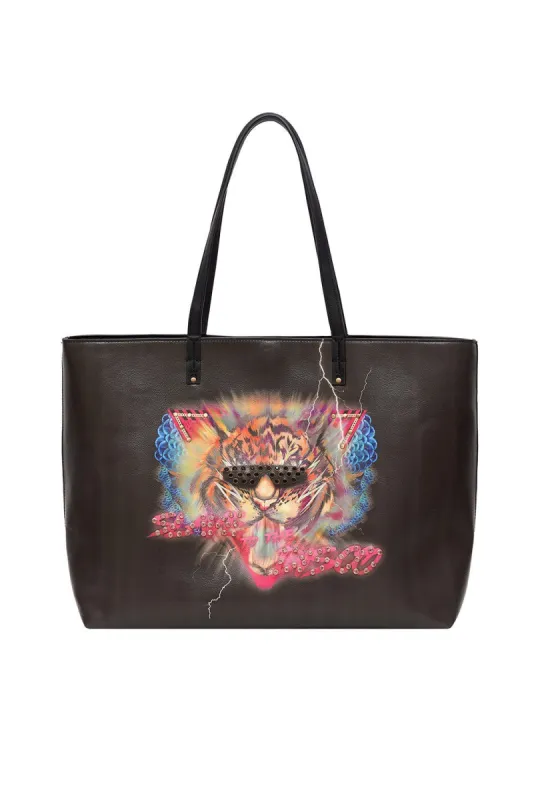 VEGAN LEATHER EAST WEST TOTE SLAVE TO THE RHYTHM sold by Camilla