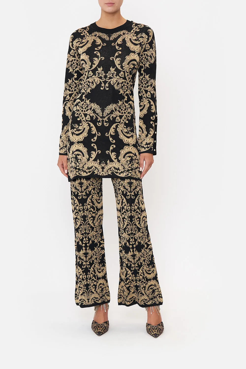 FLARED JACQUARD KNIT PANT DANCE WITH DUENDE sold by Camilla