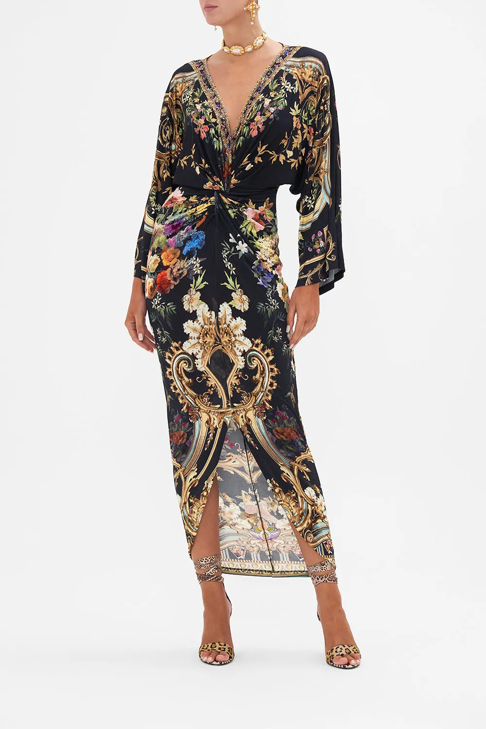 LONG SPLIT FRONT TWIST DRESS PLAY YOUR CARDS RIGHT sold by Camilla