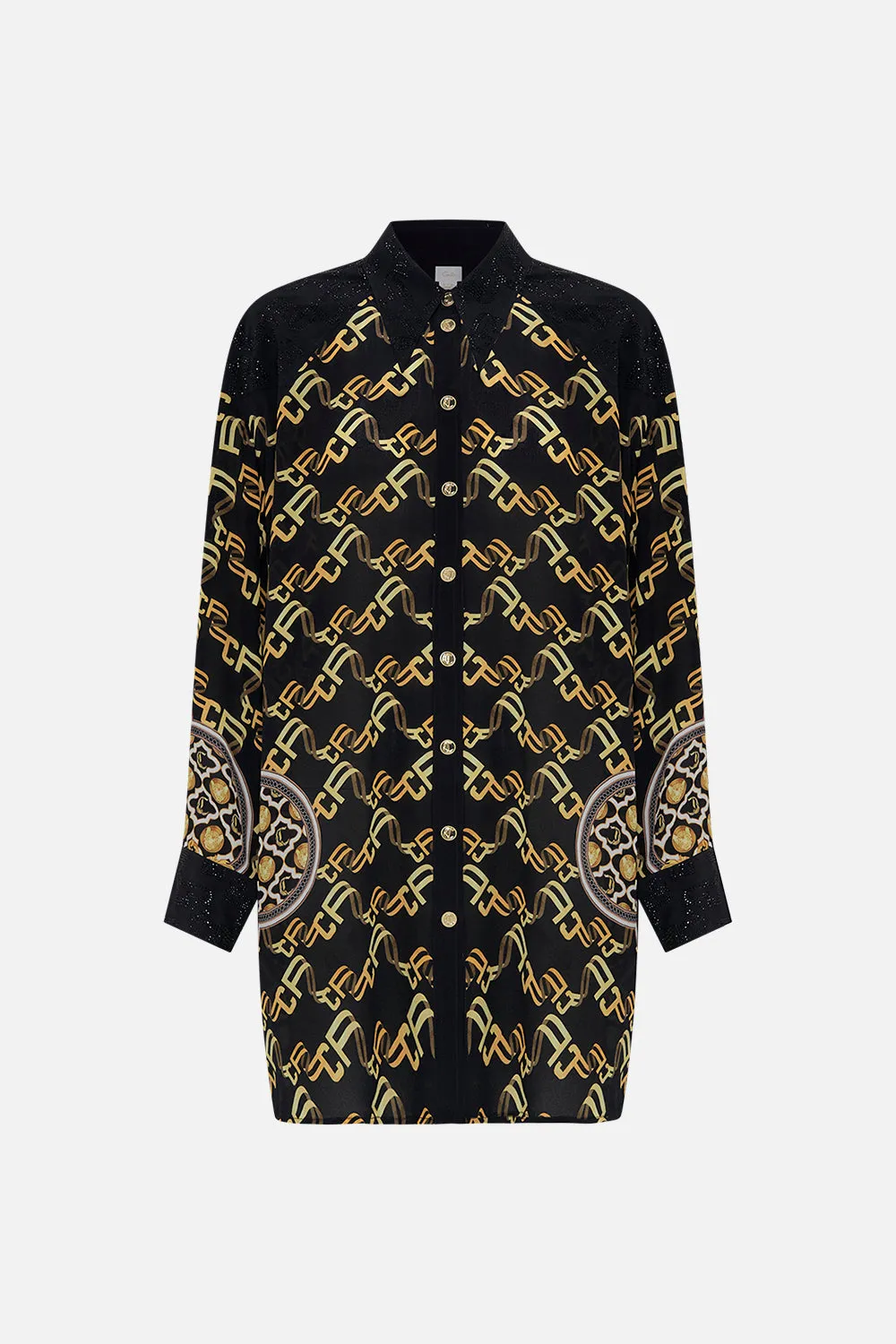 LONG LINE SHIRT WITH YOKE AND BUTTON DETAIL TETHER ME NOT sold by Camilla product image thumbnail 3