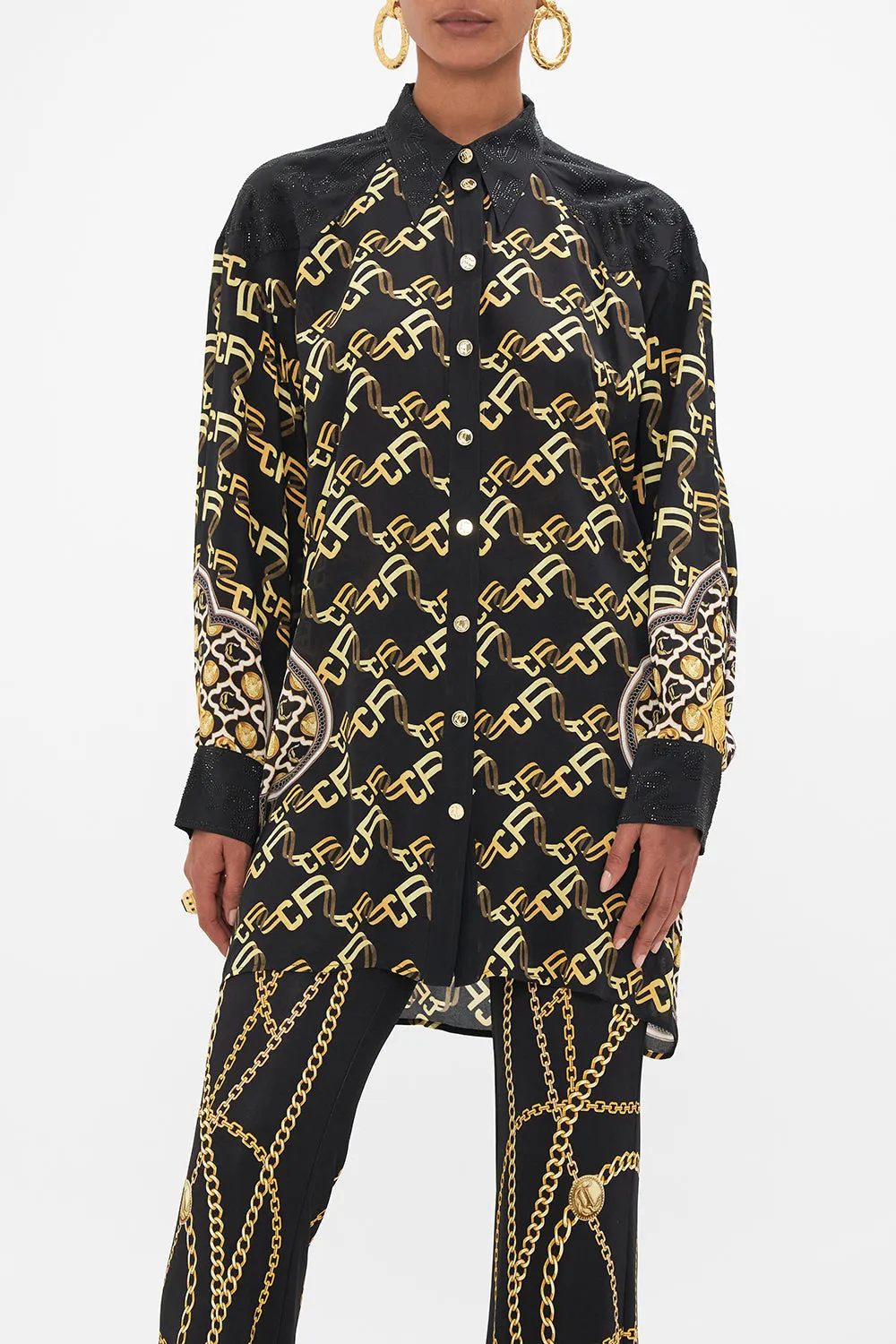 LONG LINE SHIRT WITH YOKE AND BUTTON DETAIL TETHER ME NOT sold by Camilla product image thumbnail 5