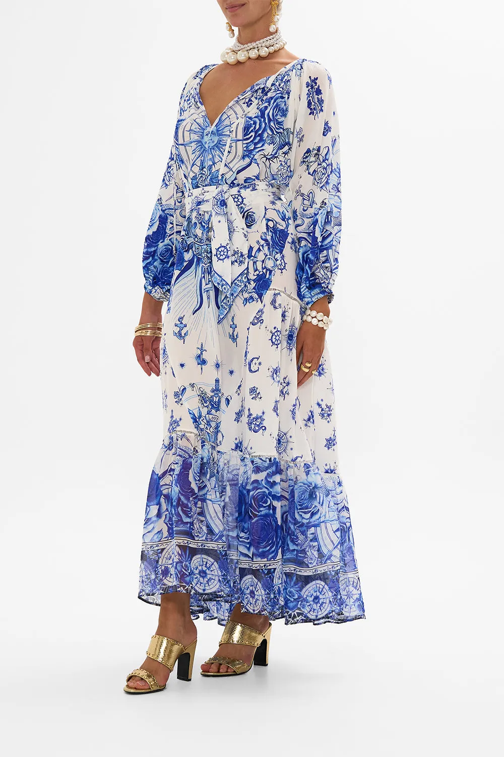 LONG SLEEVE OVERSIZED PEASANT DRESS IMMORTAL INK sold by Camilla product image thumbnail 4