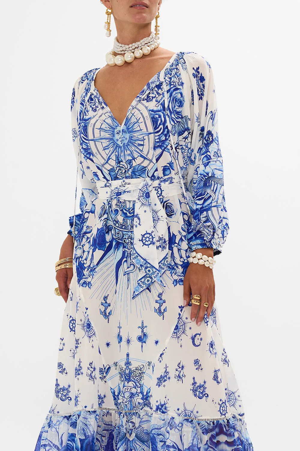 LONG SLEEVE OVERSIZED PEASANT DRESS IMMORTAL INK sold by Camilla product image thumbnail 5