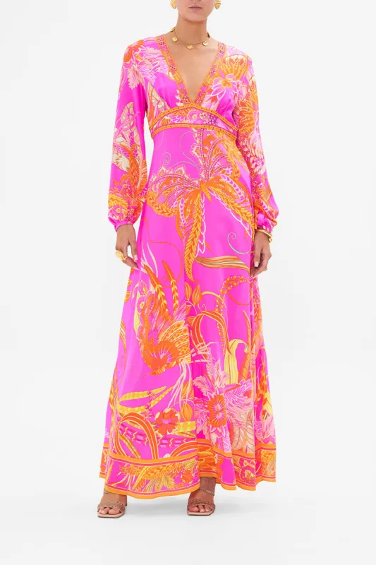 PLUNGE NECK LONG DRESS A HEART THAT FLUTTERS sold by Camilla
