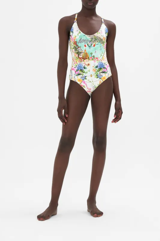 SCOOP NECK ONE PIECE WITH BUTTONS AMALFI LULLABY sold by Camilla