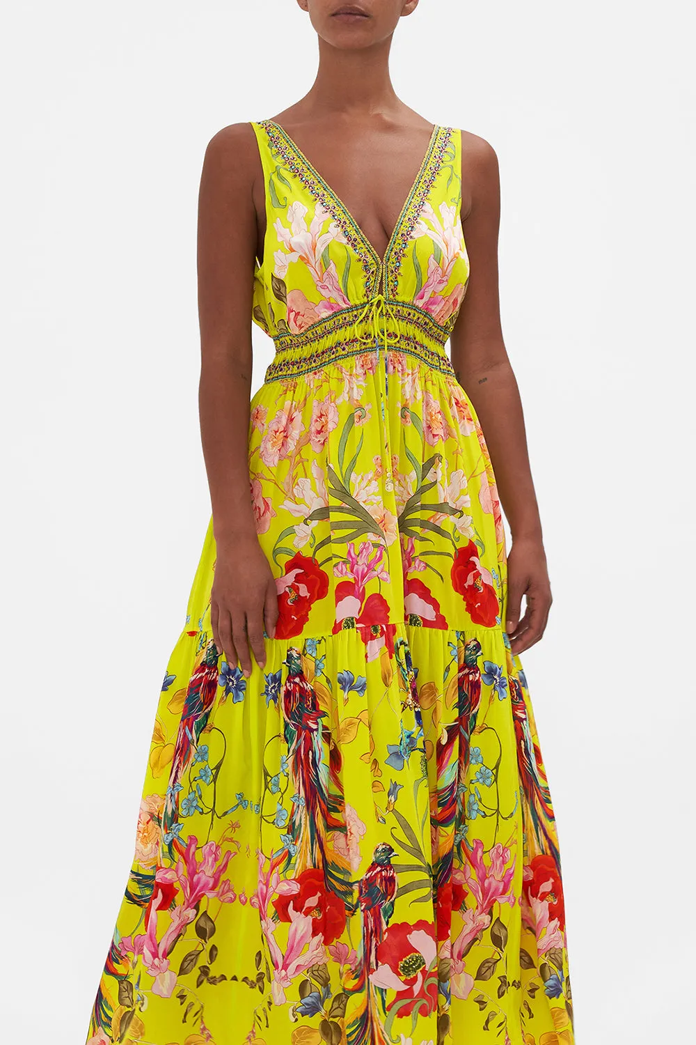 SHIRRED WAIST DETAIL LONG DRESS PEACOCK PROUD sold by Camilla product image thumbnail 5