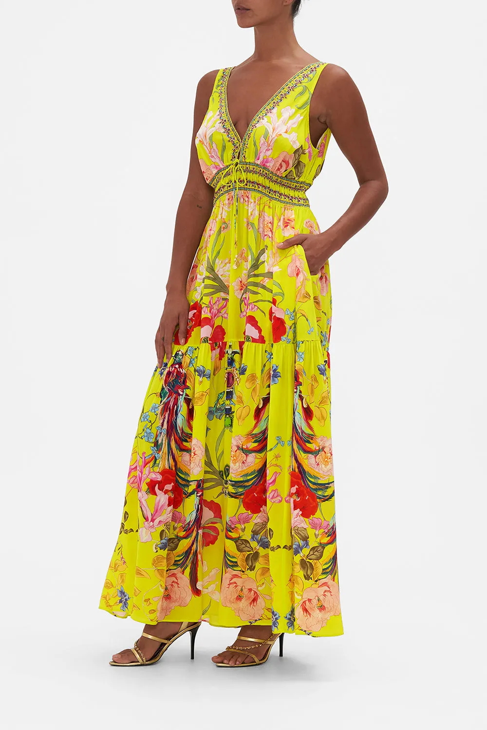 SHIRRED WAIST DETAIL LONG DRESS PEACOCK PROUD sold by Camilla product image thumbnail 4