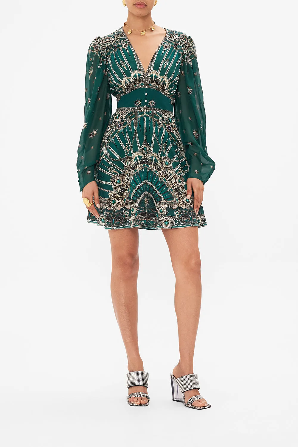 DROP SLEEVE DRESS WITH WAISTBAND A VENICE VEIL sold by Camilla