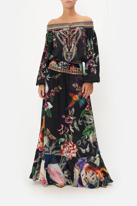 OFF SHOULDER SHIRRED DRESS PARADISO PLACE sold by Camilla