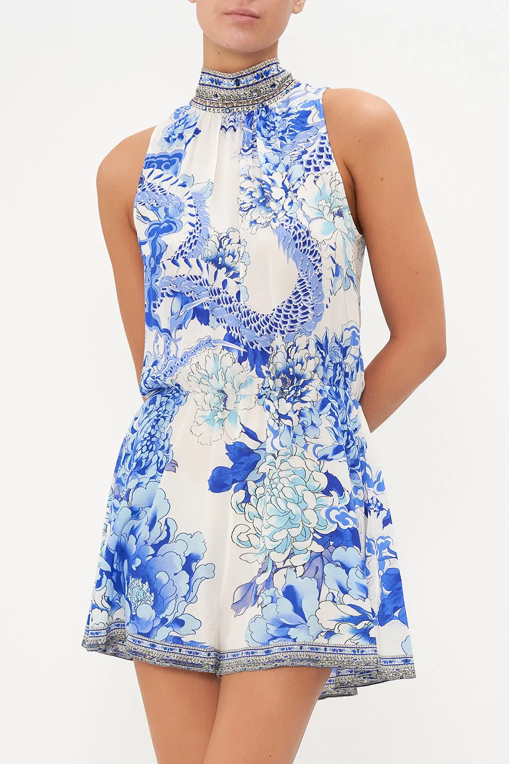 NECK TIE PLAYSUIT WITH ELASTIC WAIST HEART OF A DRAGON sold by Camilla product image thumbnail 5