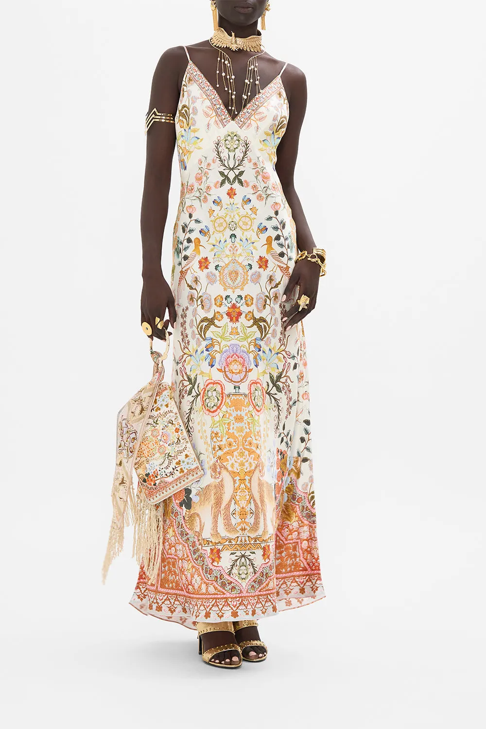 V NECK LONG BIAS SLIP DRESS WITH TRAIN IN HONOUR OF HEIRLOOMS sold by Camilla